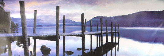 Wooden Jetty and Mountains