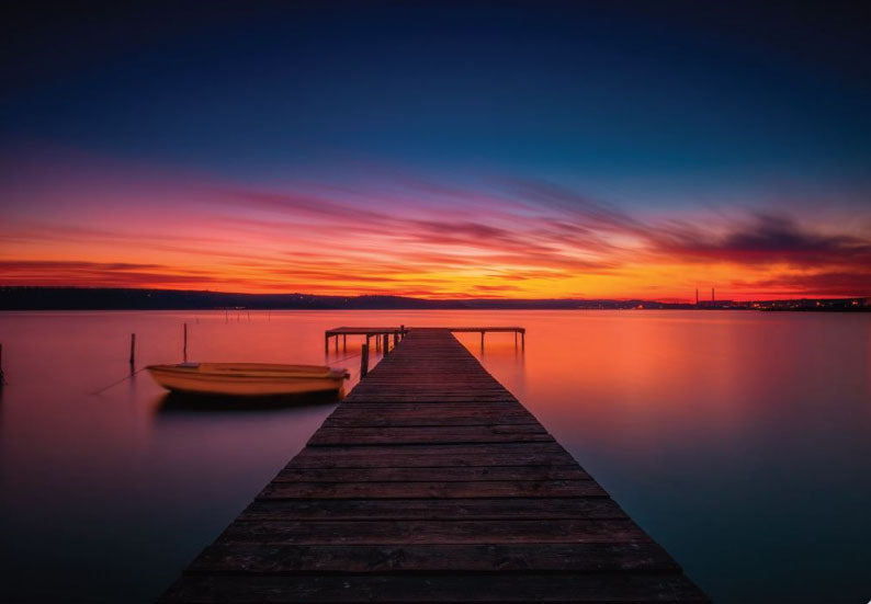 Jetty with Boat Sunset