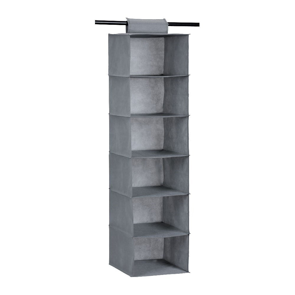 6 Tier Hanging Wardrobe Storage 30cm x 30cm x 115cm 2 Assorted