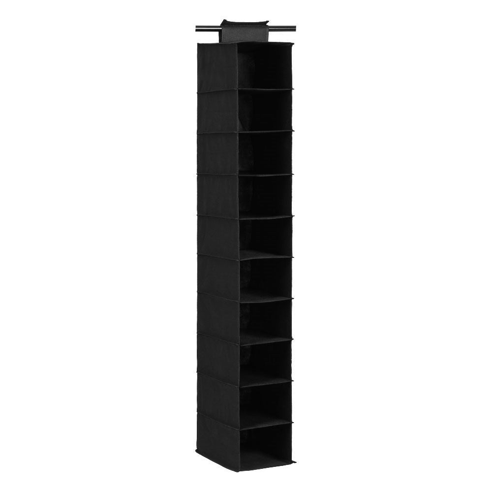 10 Compartment Hanging Wardrobe Shelf Organiser