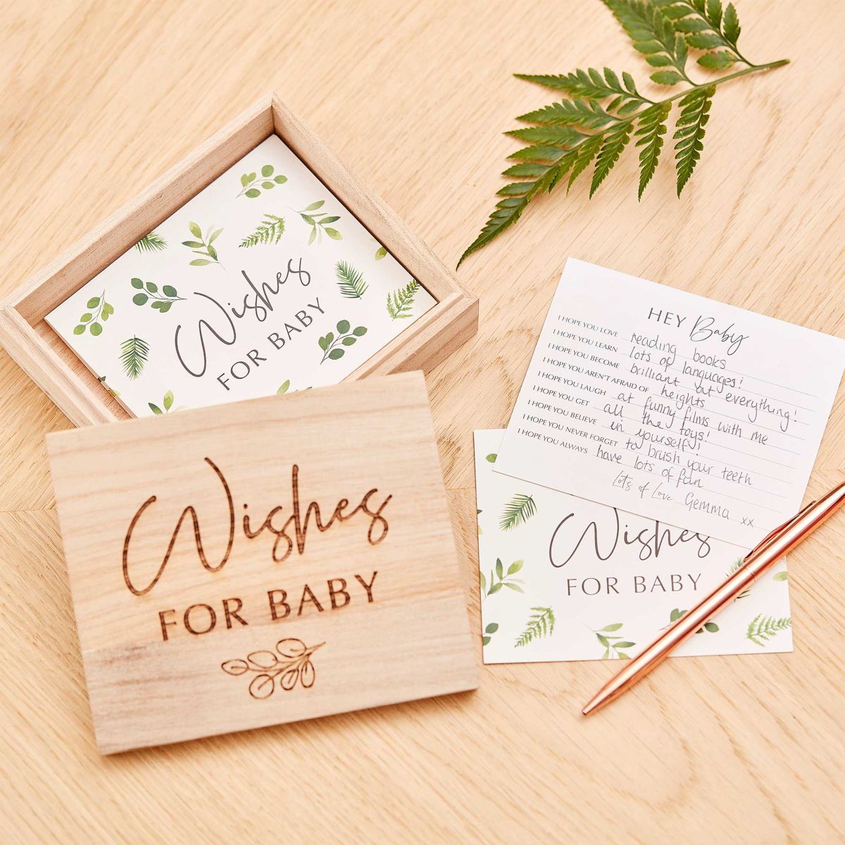 50 Pack Wishes For The Baby Advice Cards with Wooden Box - Multicoloured