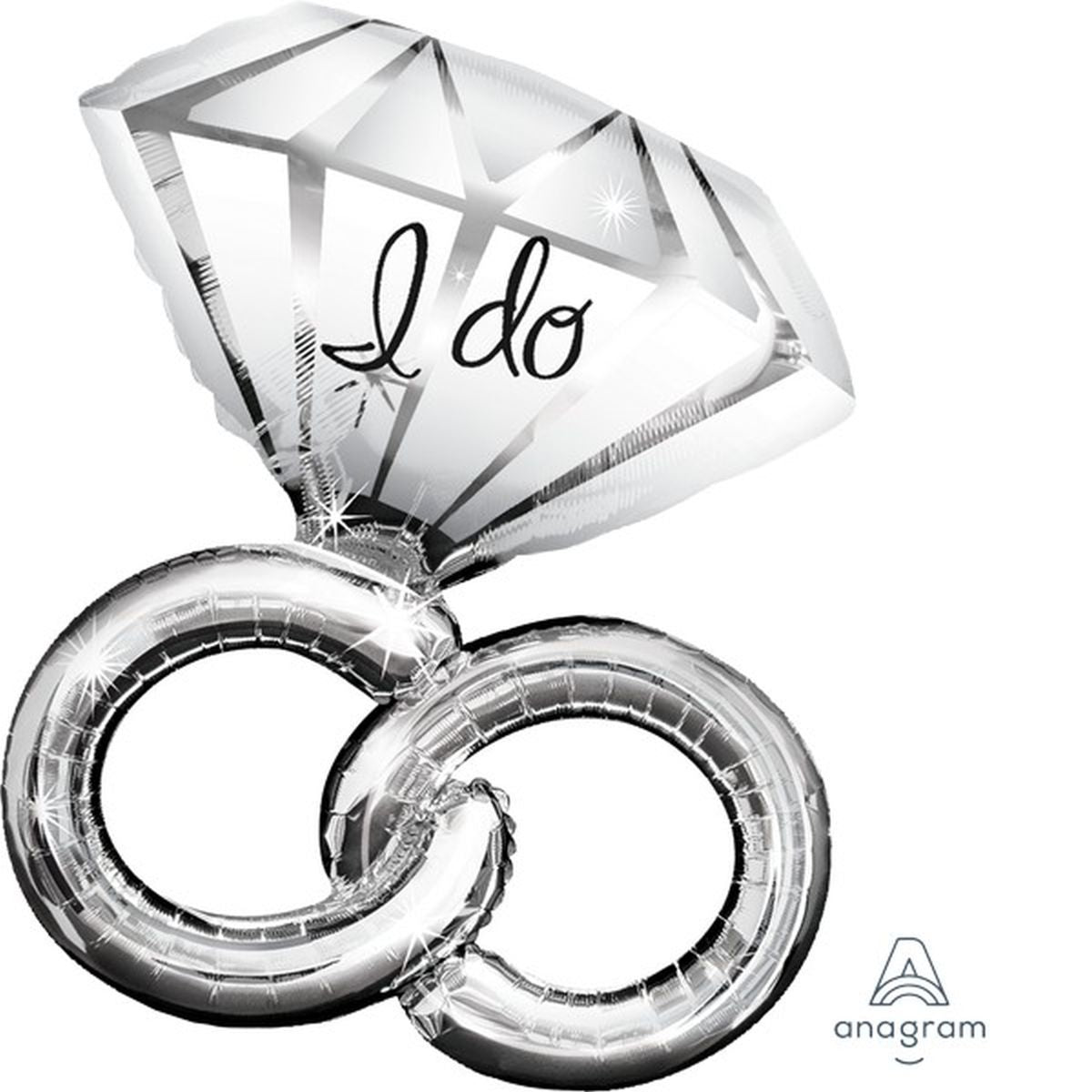 SuperShape Wedding Rings Foil Balloon 76cm x 50cm - Silver