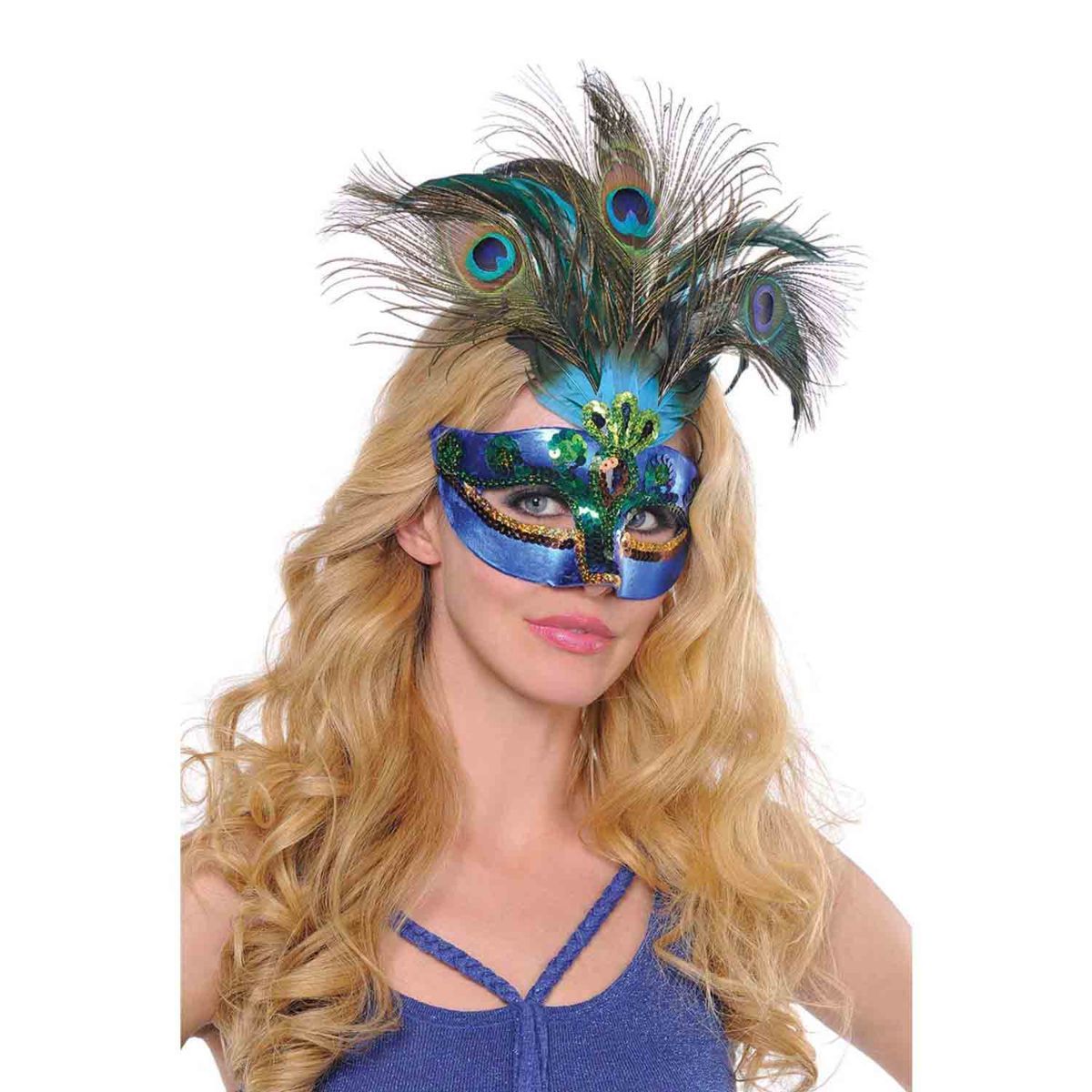 Peacock Feather Eye Mask - Multicoloured
