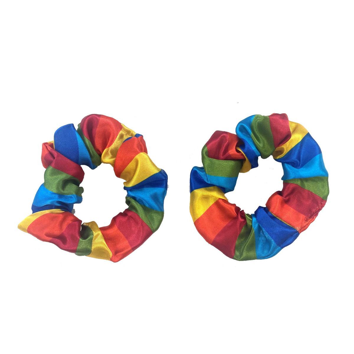 2 Pack Rainbow Hair Scrunchies - Multicoloured