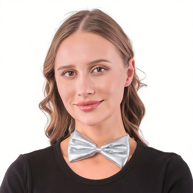 Silver Fabric Party Bow Tie - PARTY PLANET