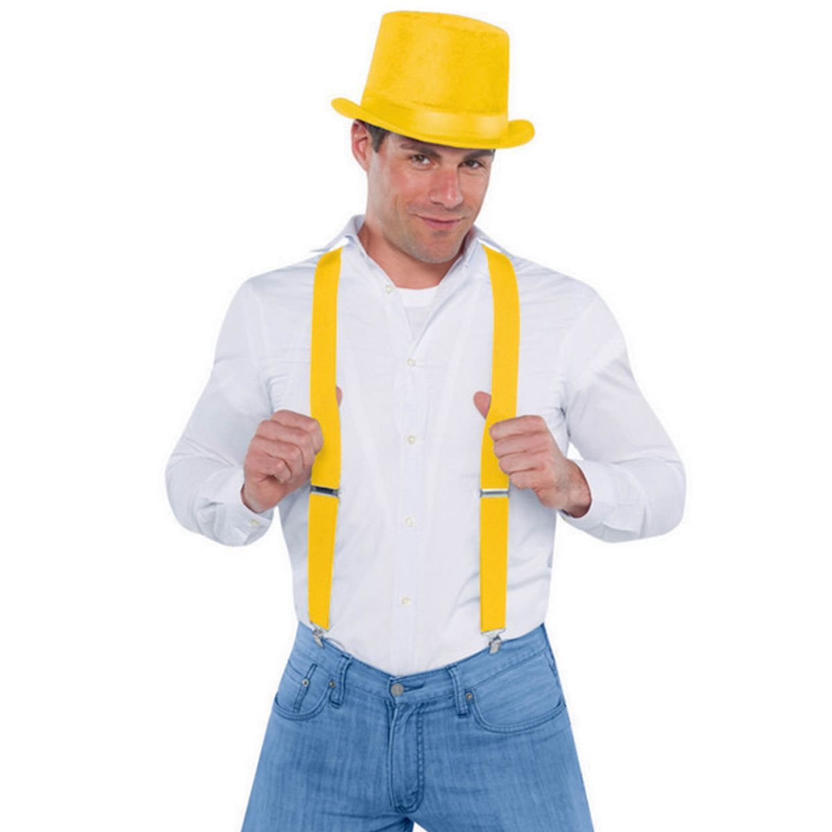 Adjustable Elastic Suspenders - Yellow