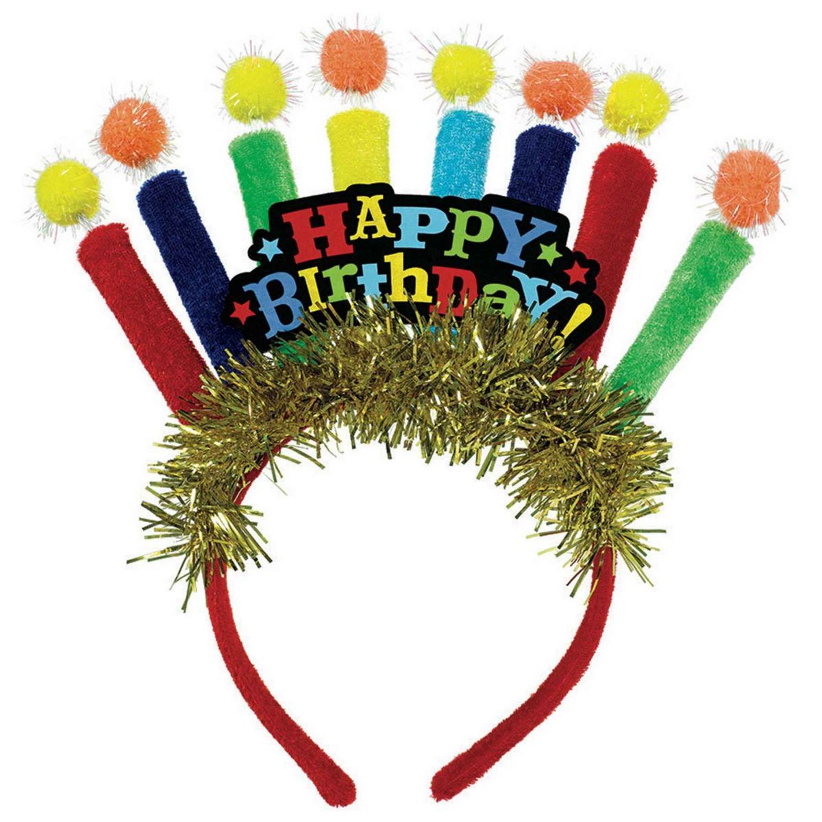 Birthday Candle Fabric Ruffle Novelty Headband - Multicoloured
