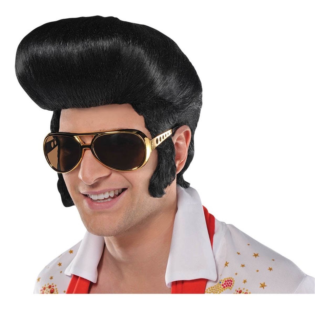 The King Wig with Sideburns - Black