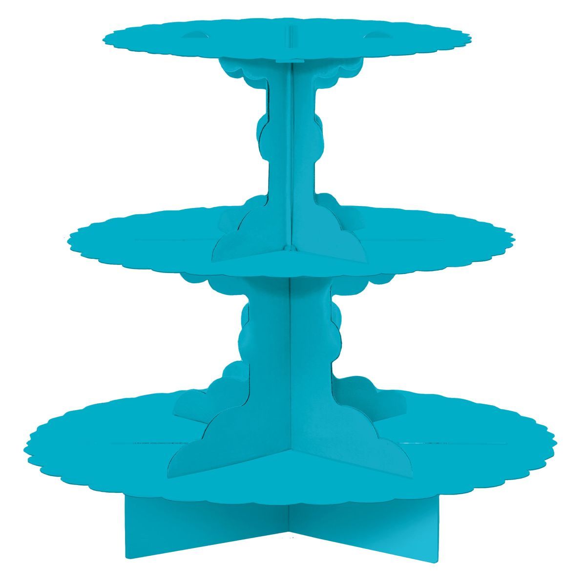 3 Tier Cardboard Cupcake Treat Stand - Caribbean Blue