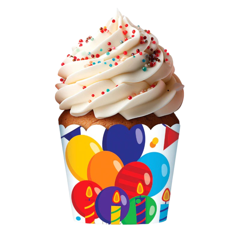 Happy Birthday Paper Cupcake Cups - Pk 12