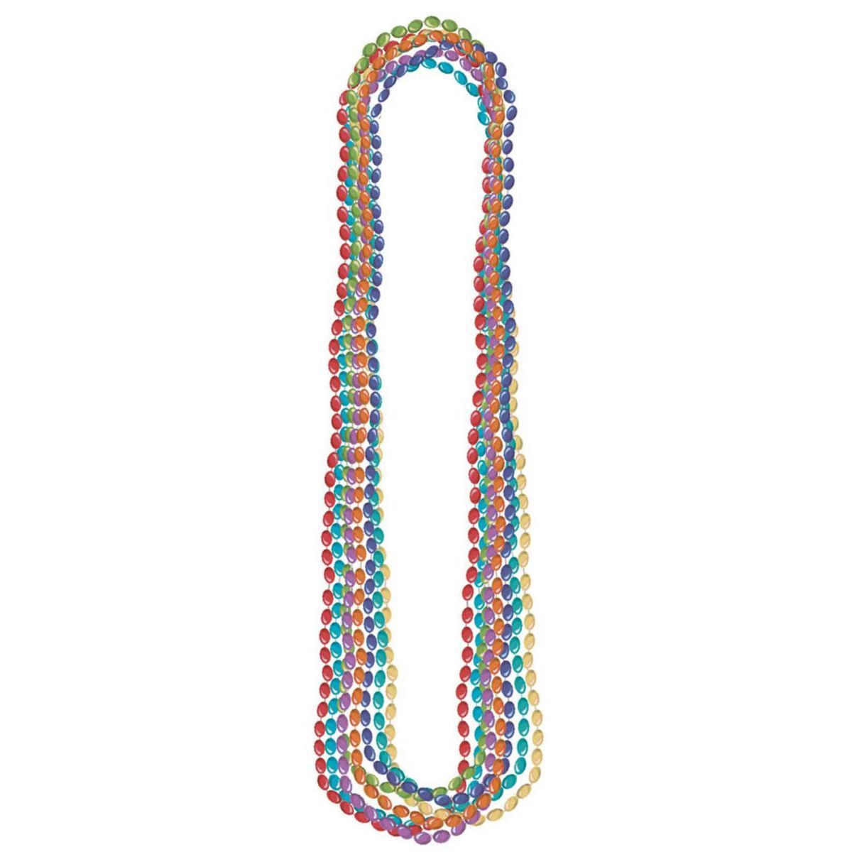 8 Pack Metallic Bead Necklace - Rainbow Multicoloured