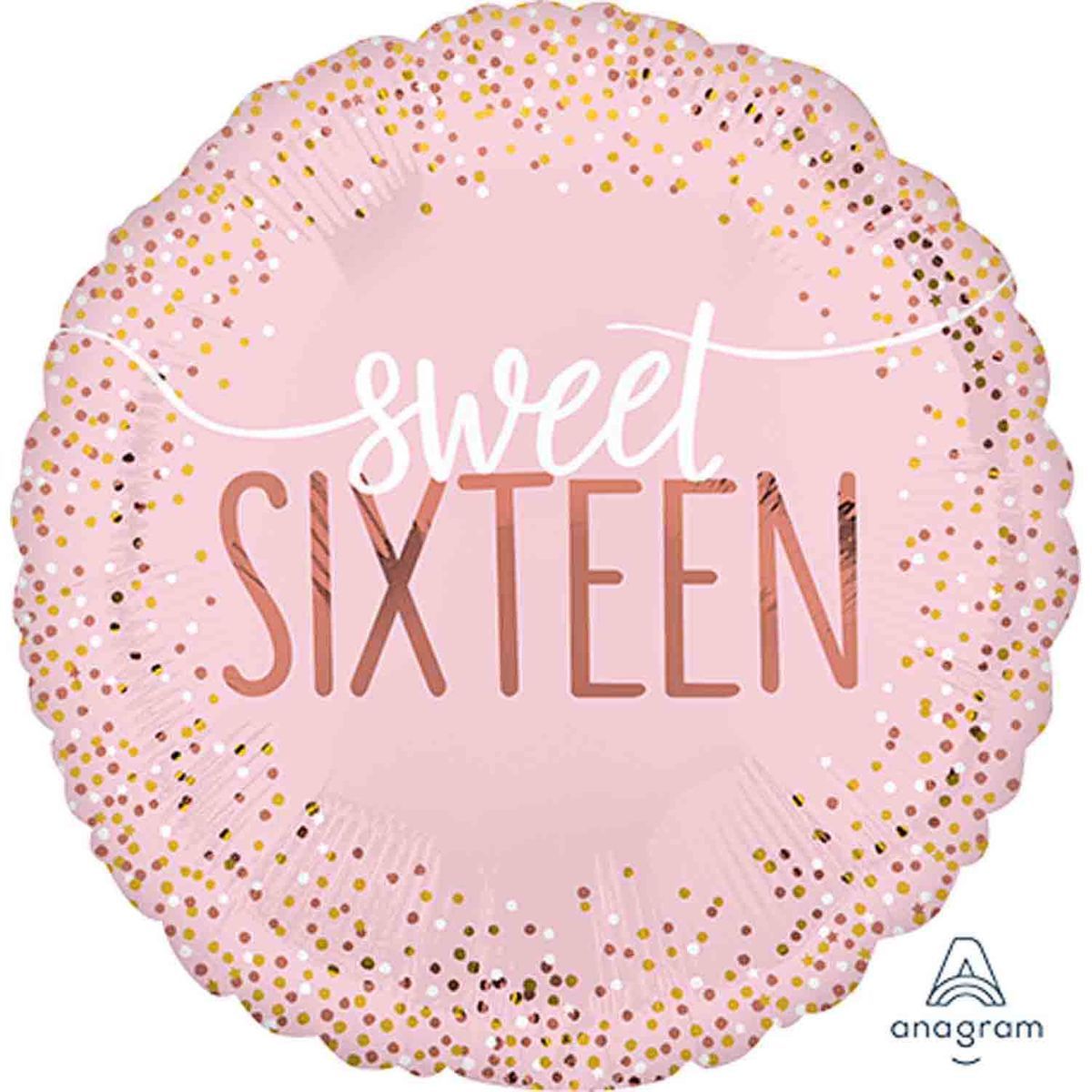 45cm Sweet Sixteen Foil Balloon - Blush Pink