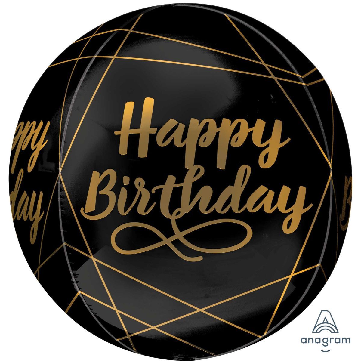 Orbz XL Foil Balloon 40cm - Elegant Happy Birthday