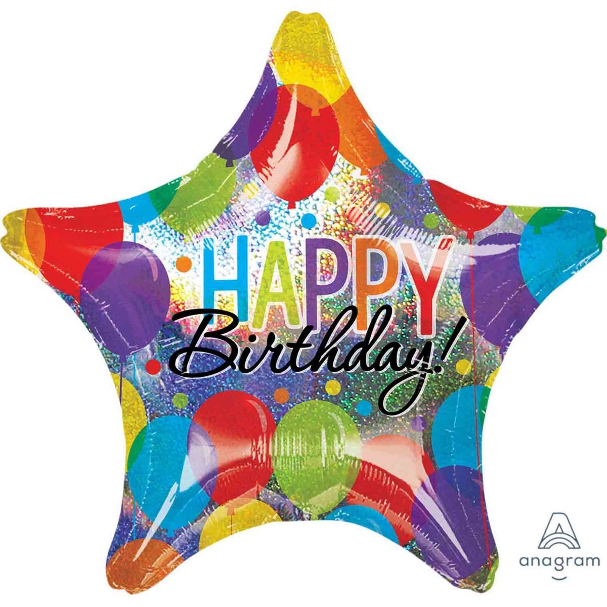 Jumbo Holographic Star Foil Balloon 71cm - Multicoloured