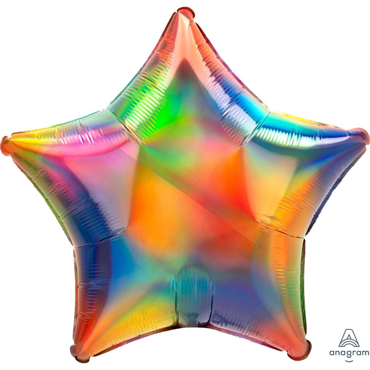 45cm Holographic Iridescent Rainbow Star Foil Balloon - Pink