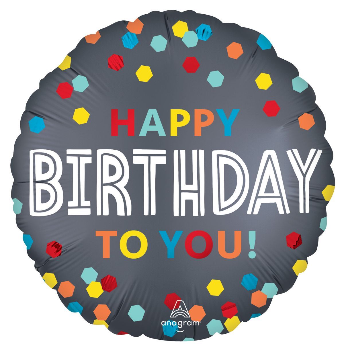 45cm Satin Foil Round Birthday Balloon - Confetti Burst