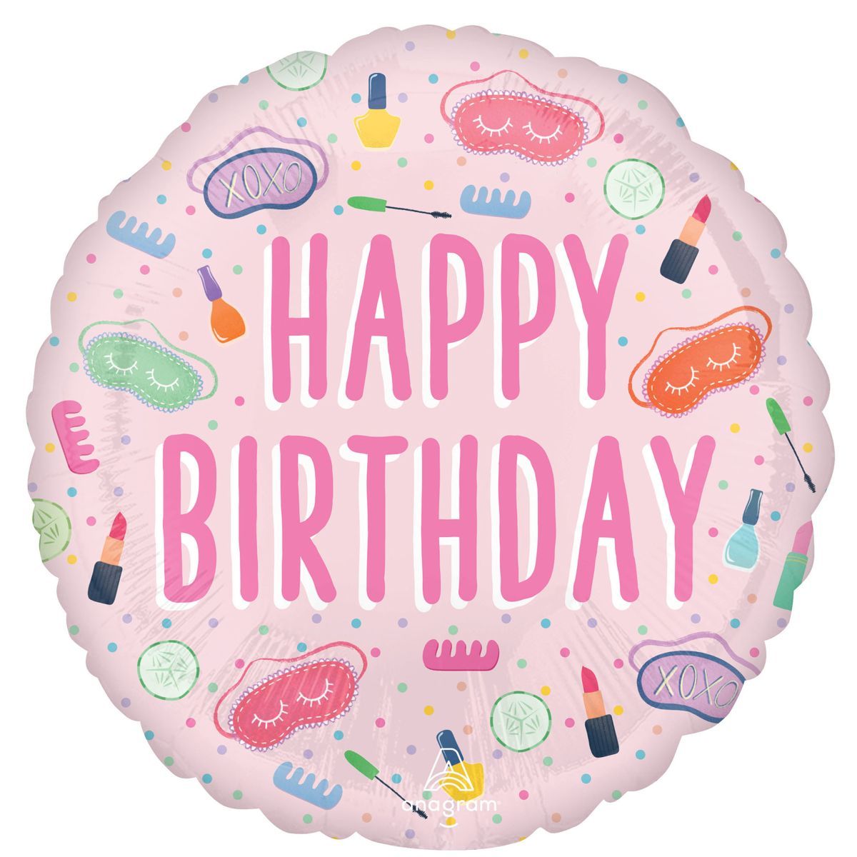 45cm Spa Party Happy Birthday Foil Balloon - Multicoloured