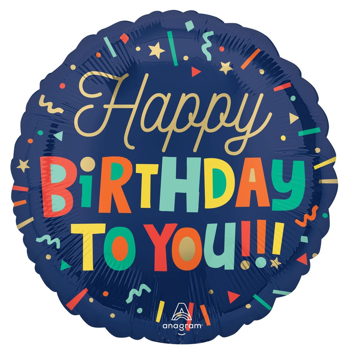 45cm Happy Birthday Foil Balloon - Bright Blocks