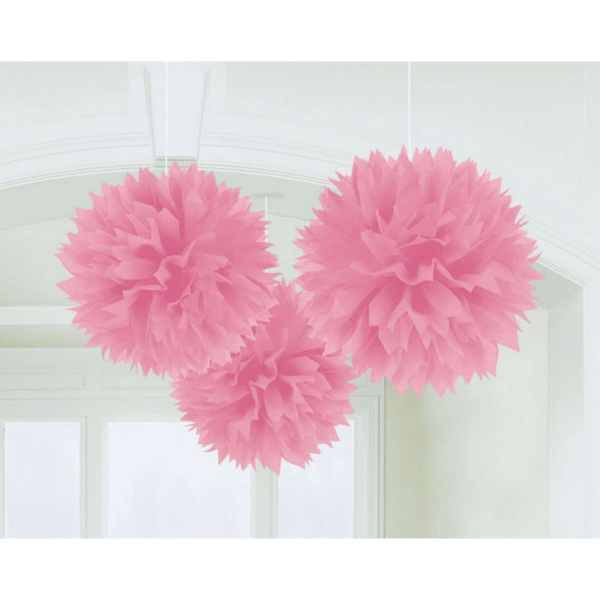 3 Pack Tissue Paper Pom Pom Hanging Decorations - New Pink