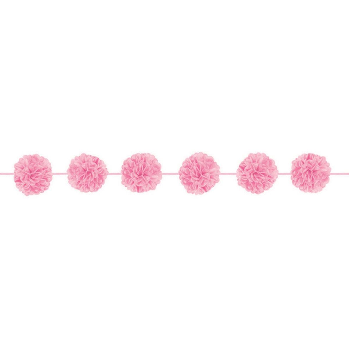 2 Pack Fluffy Paper Garland 12ft - Pink