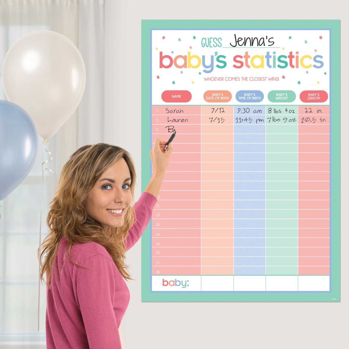 Baby Shower Statistics Guessing Game Poster 70cm x 101cm