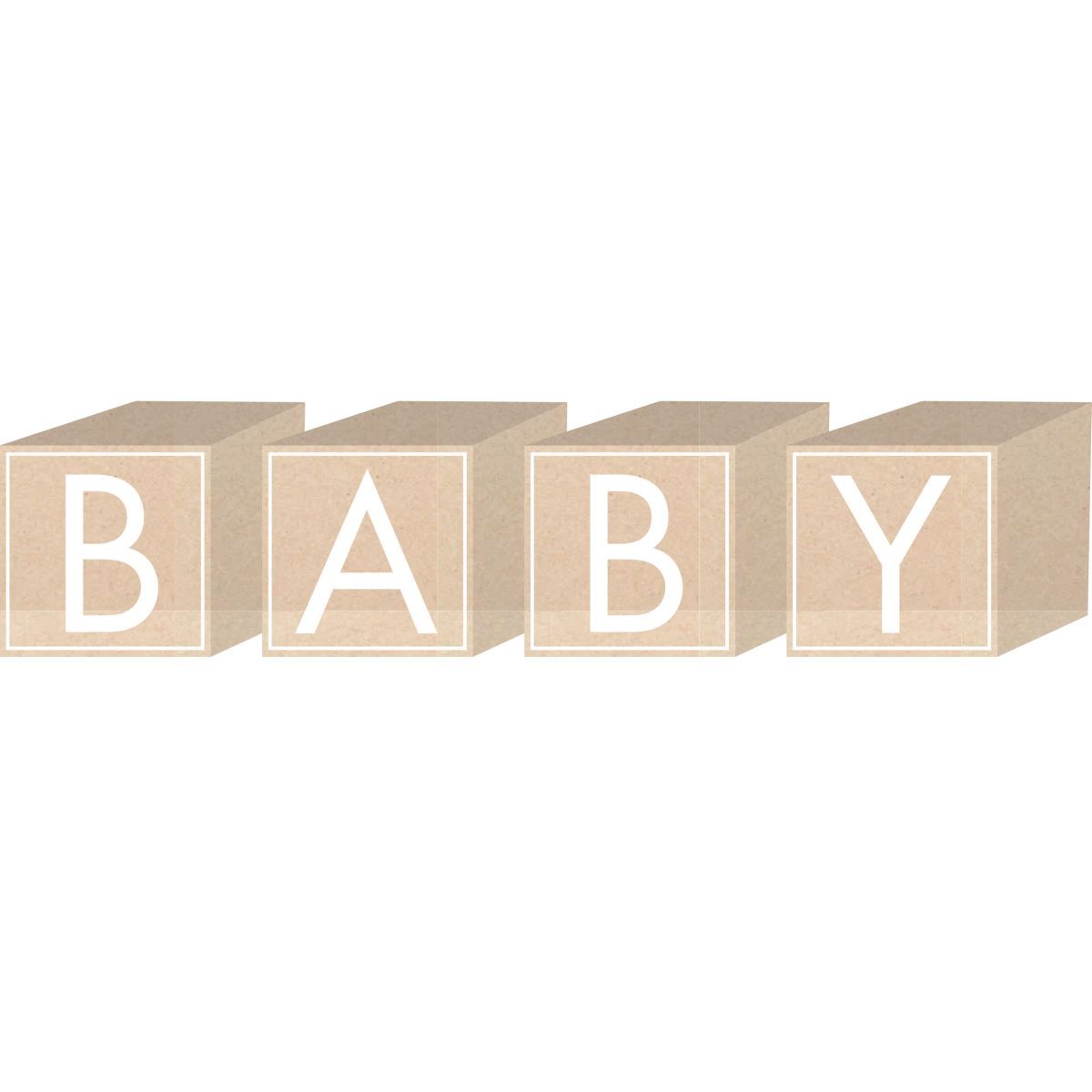 4 Pack MDF Baby Block Favour Decoration Set - Natural