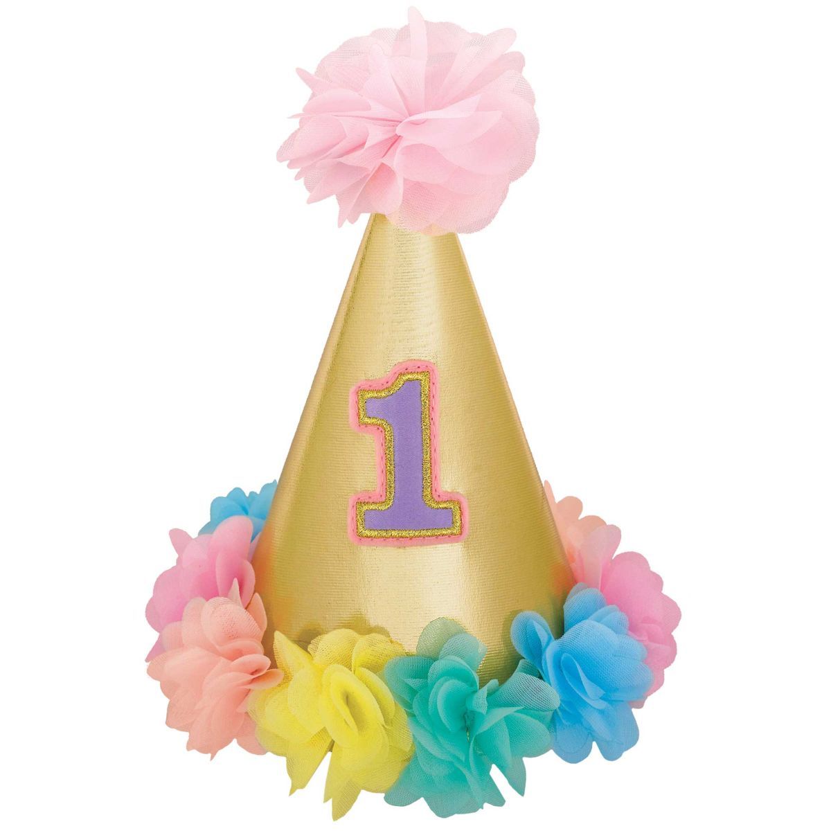 1st Birthday Girl Deluxe Glitter Cone Hat