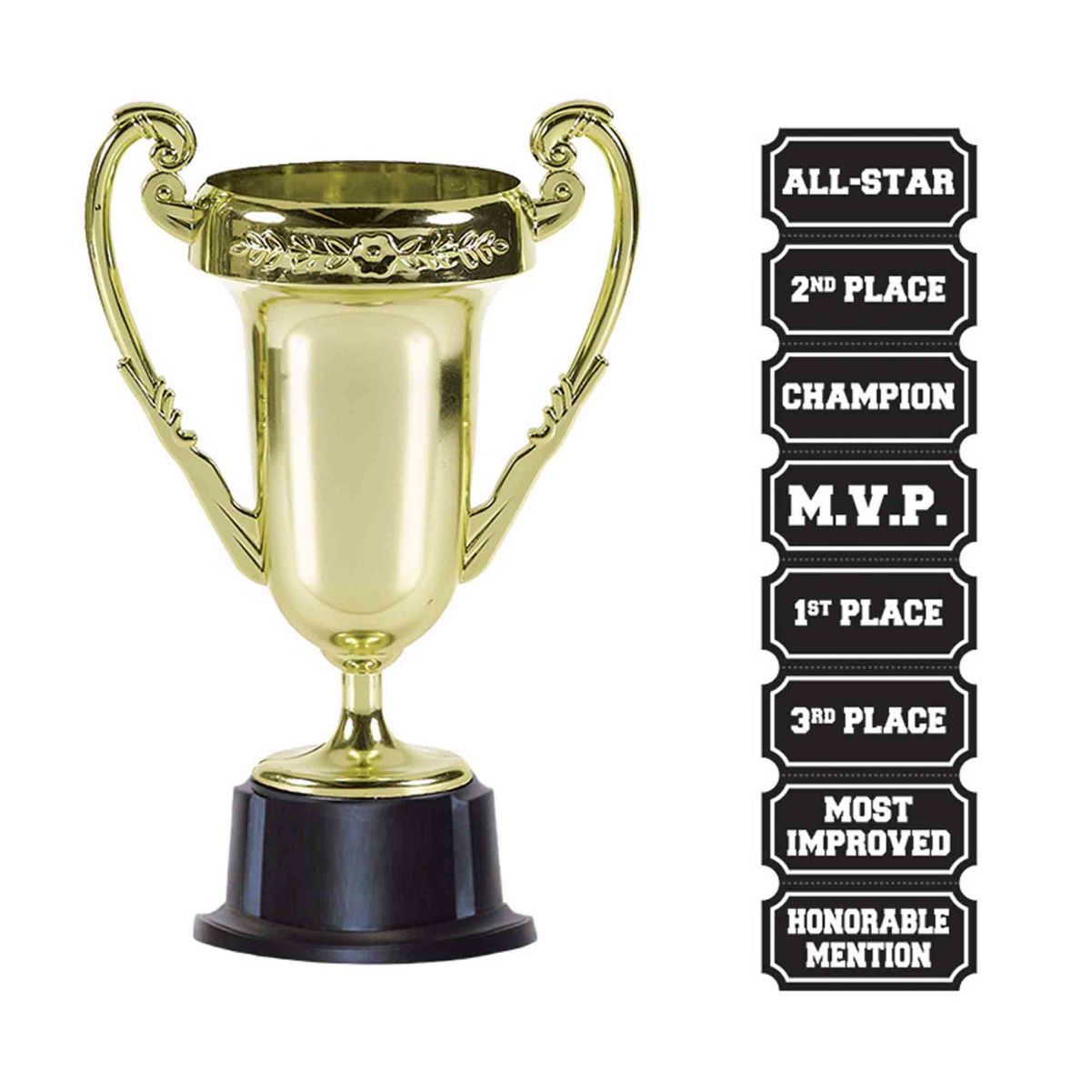 Customisable Mini Gold Trophy with Adhesive Label Sheet