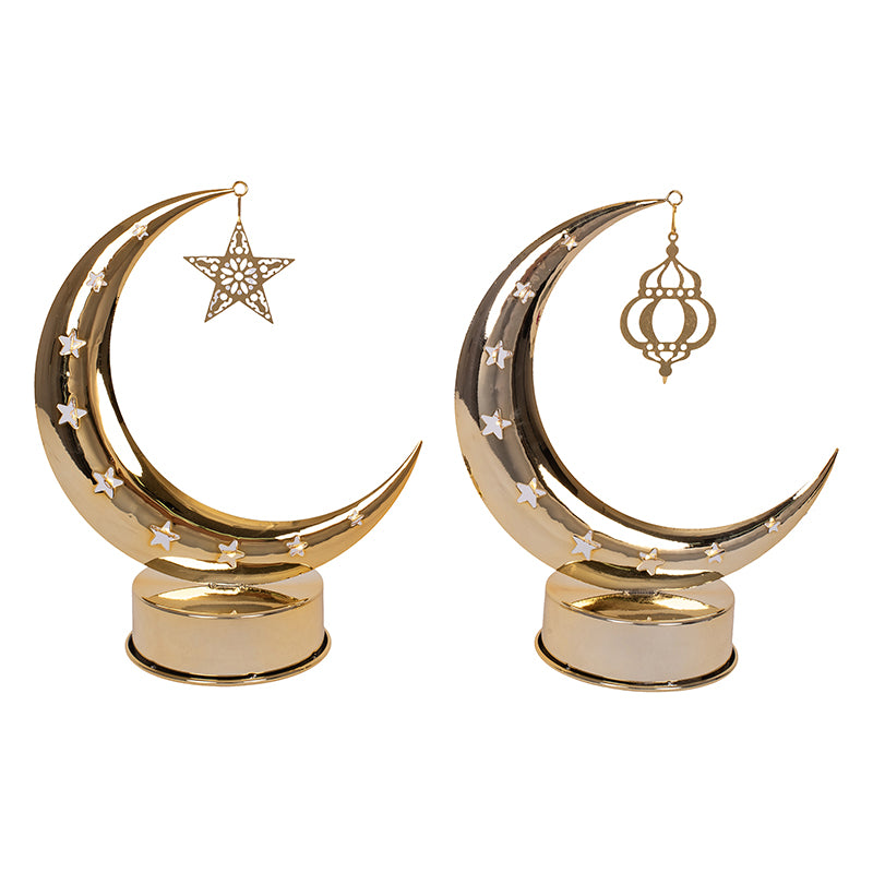 Metal Moon LED Decoration - 20 x 24.5cm - Red Dot