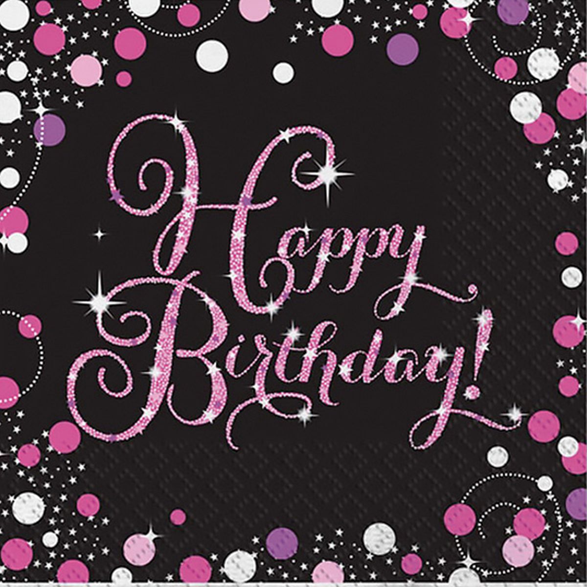 16 Pack Happy Birthday Lunch Napkins - Pink