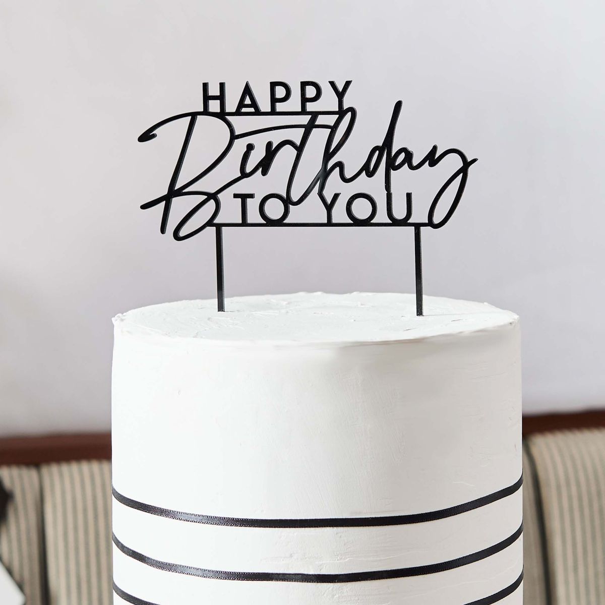 'Happy Birthday To You' Acrylic Cake Topper - Black