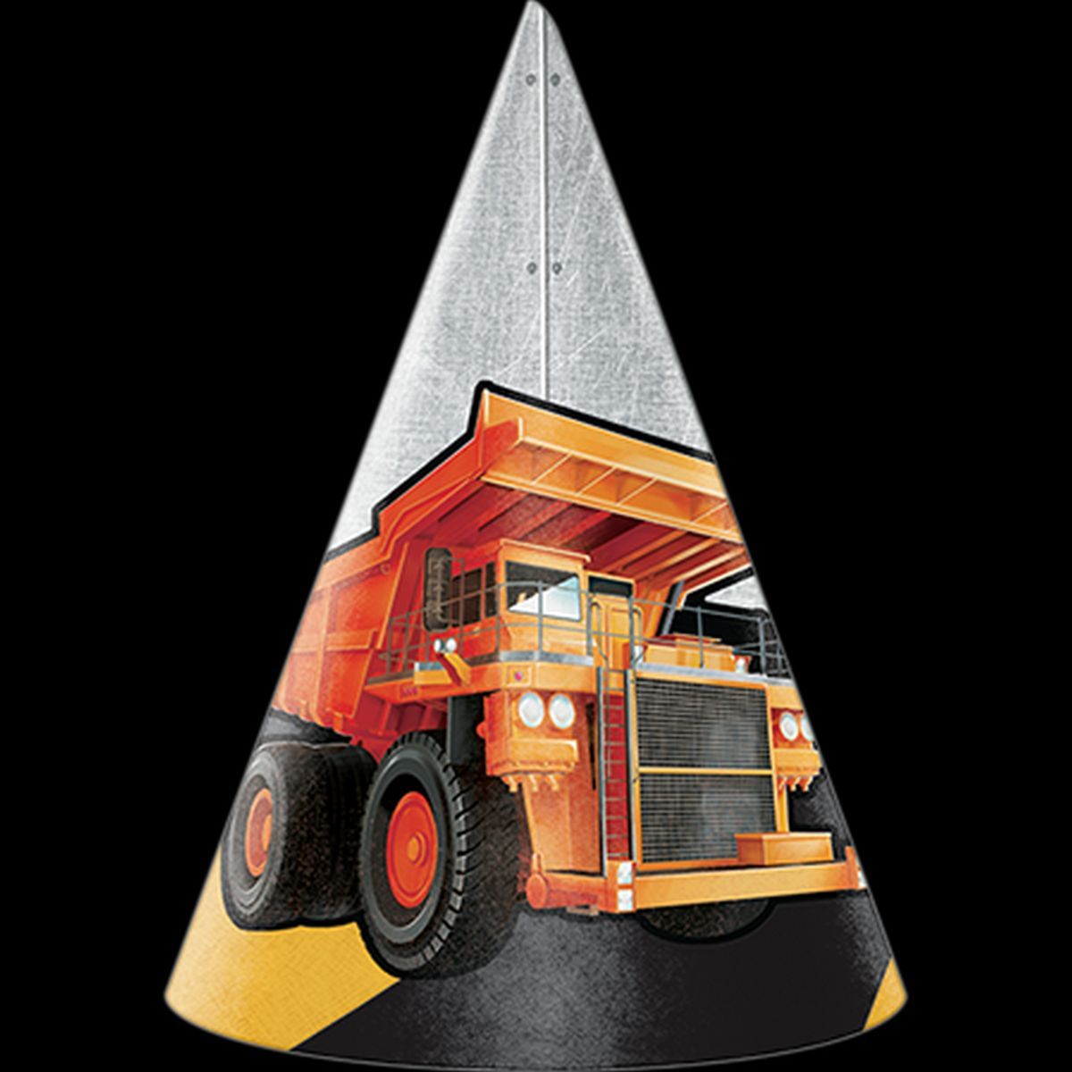 8 Pack Construction Cone Party Hats - Multicoloured