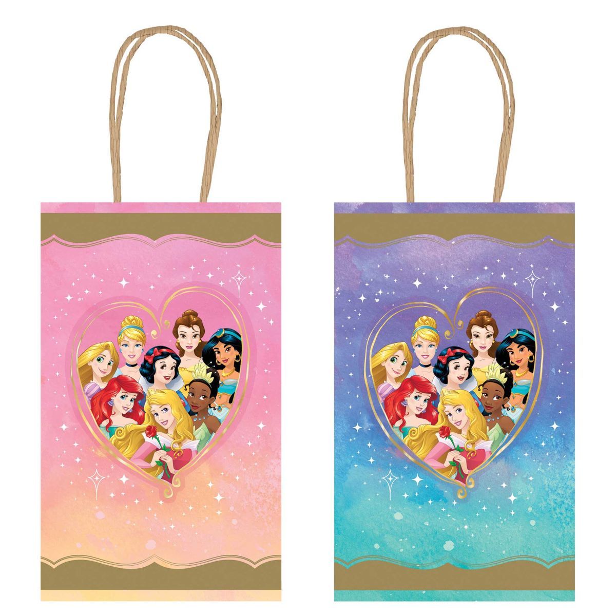 8 Pack Disney Princess Once Upon A Time Kraft Paper Loot Bags - Multicoloured