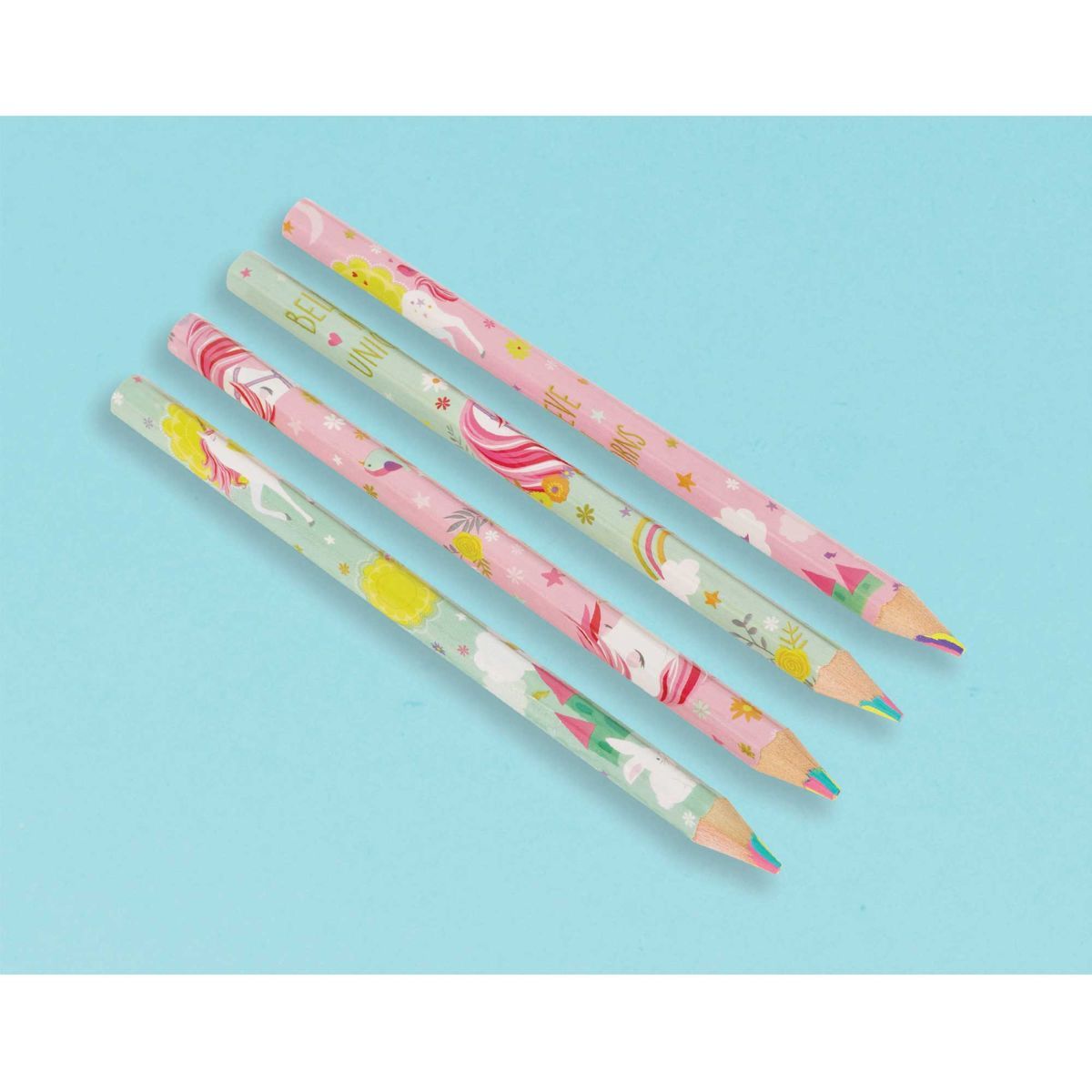 8 Pack Magical Unicorn Multi-Colour Pencils 19cm