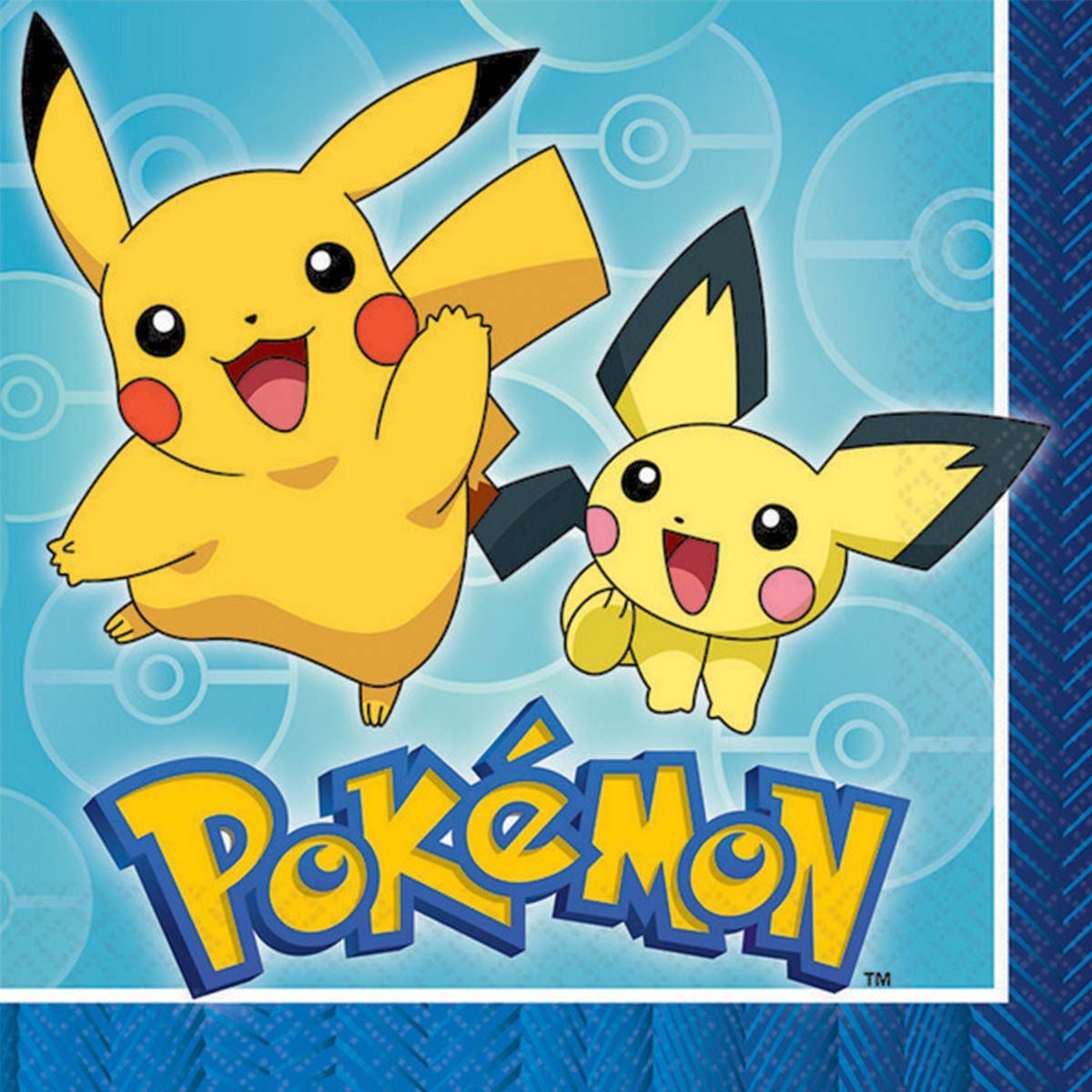 16 Pack Pokemon Lunch Napkins 33cm x 33cm - Multicoloured