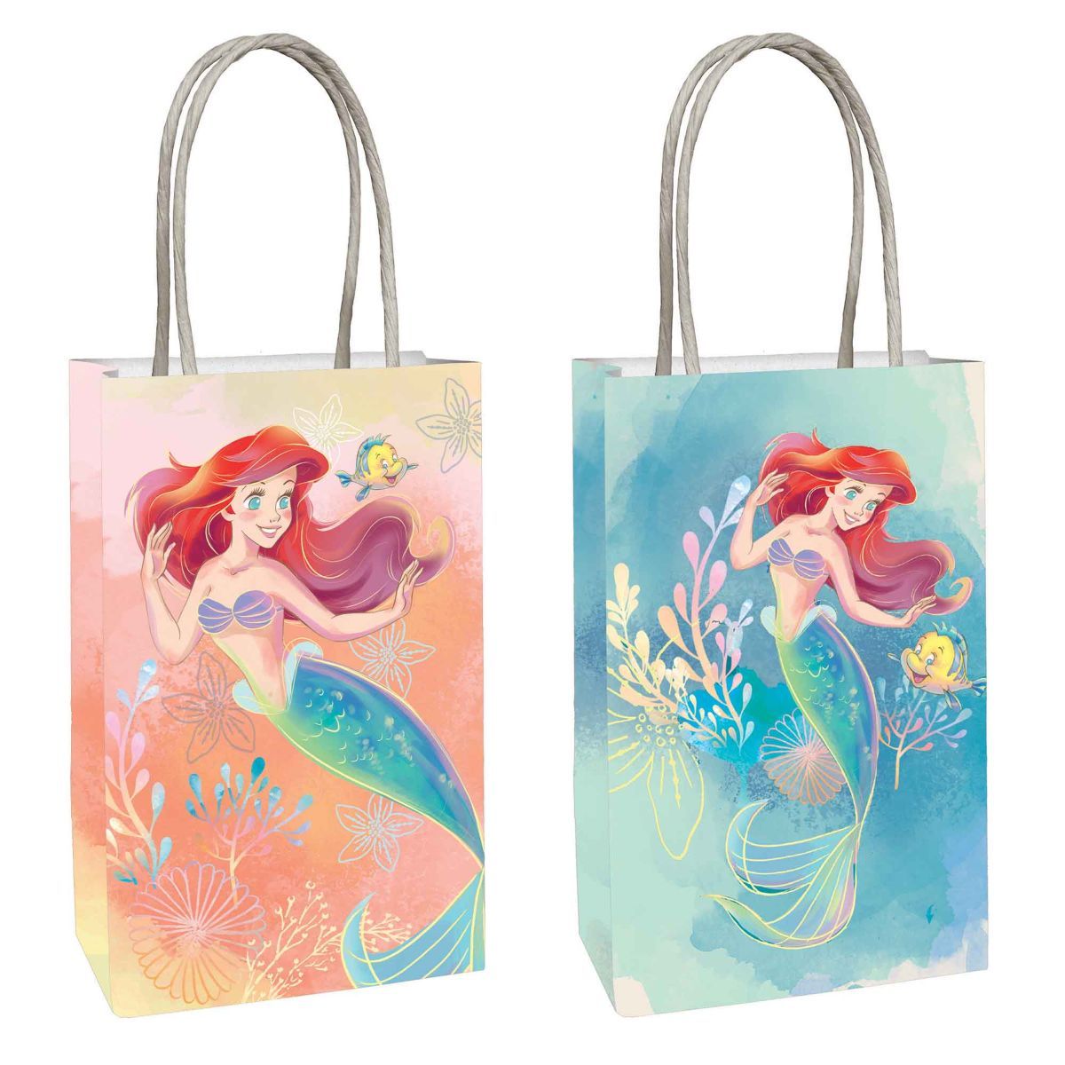 8 Pack The Little Mermaid Paper Kraft Loot Bags - Multicoloured