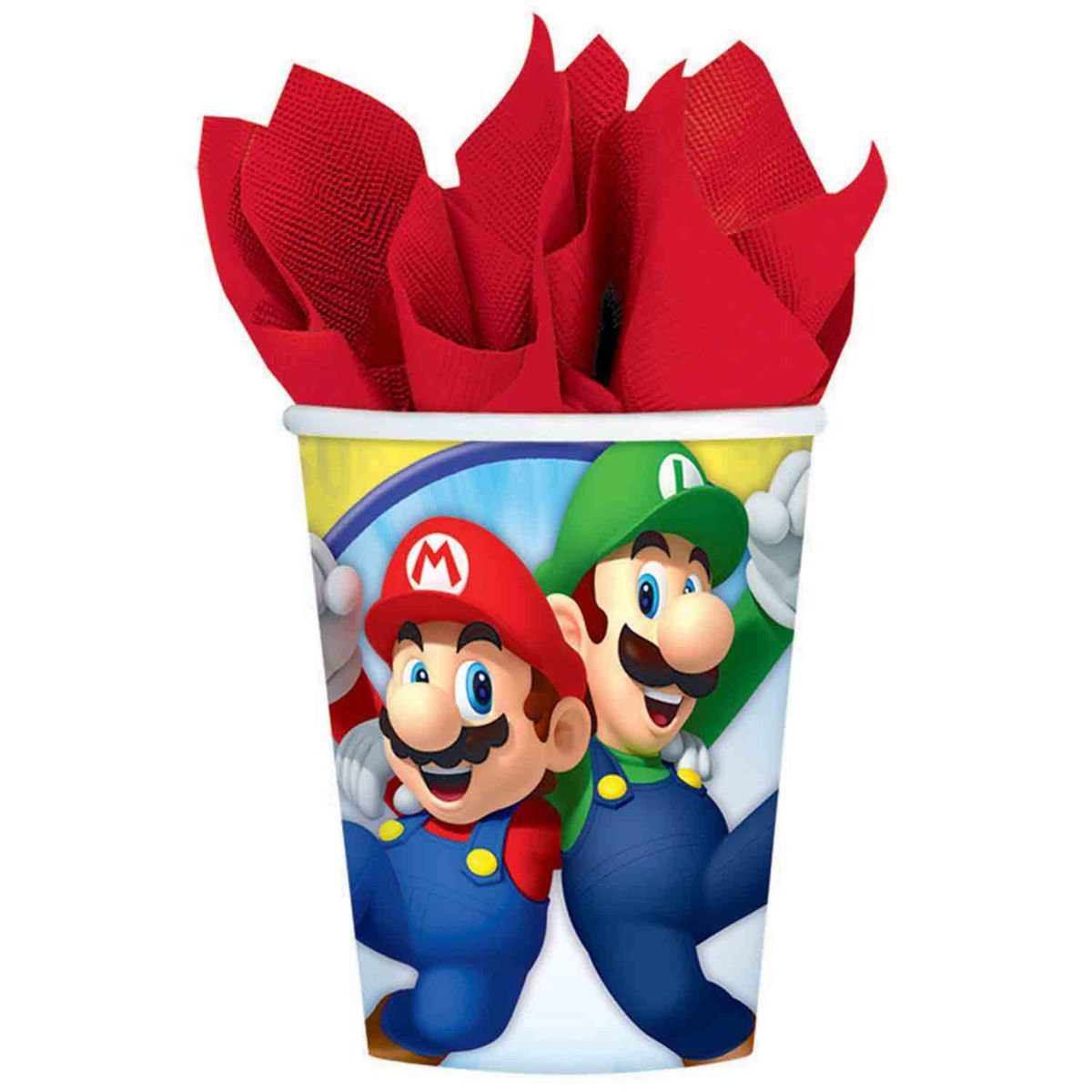 8 Pack Super Mario Brothers 266ml Paper Party Cups