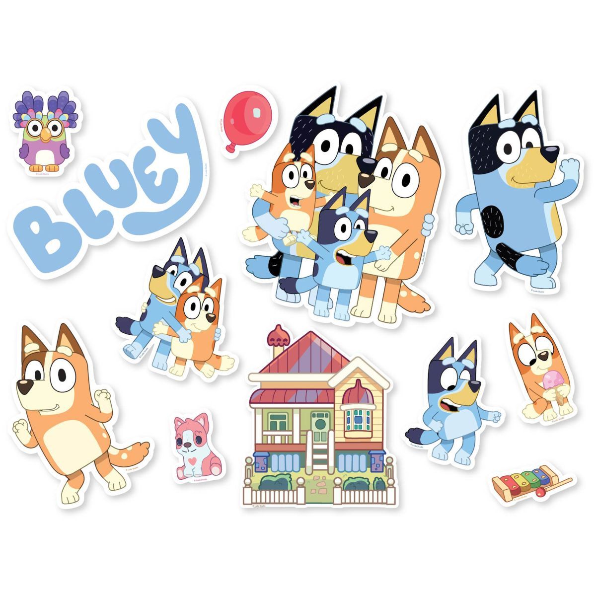 12 Pack Bluey Character Card Cutouts - Multicoloured