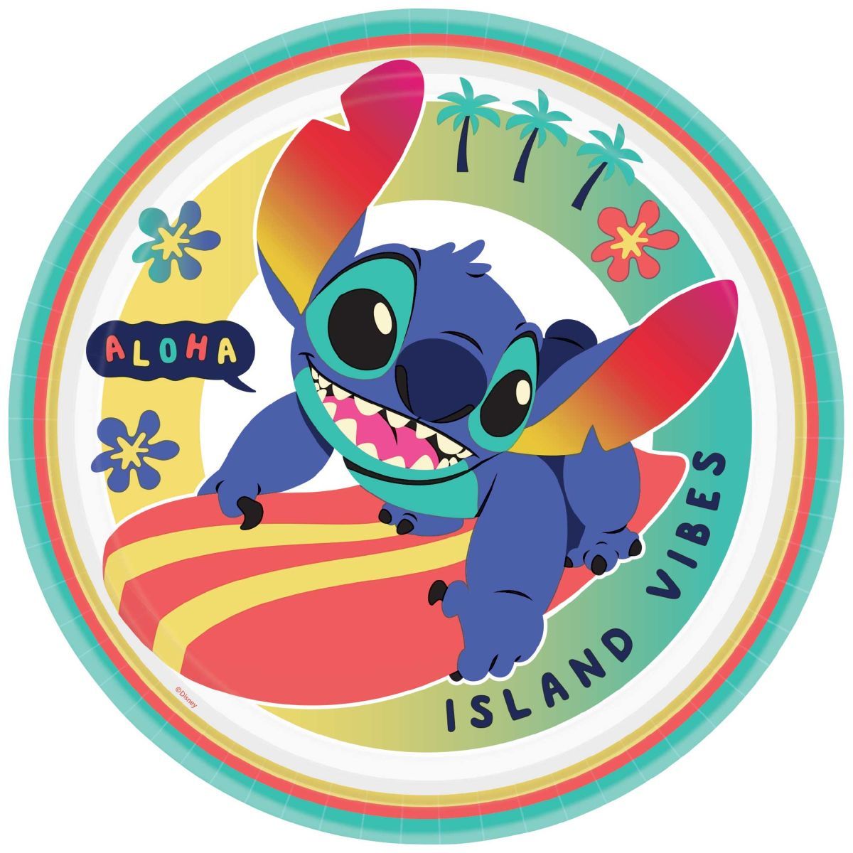 8 Pack Lilo & Stitch 23cm Round Paper Plates - Multicoloured