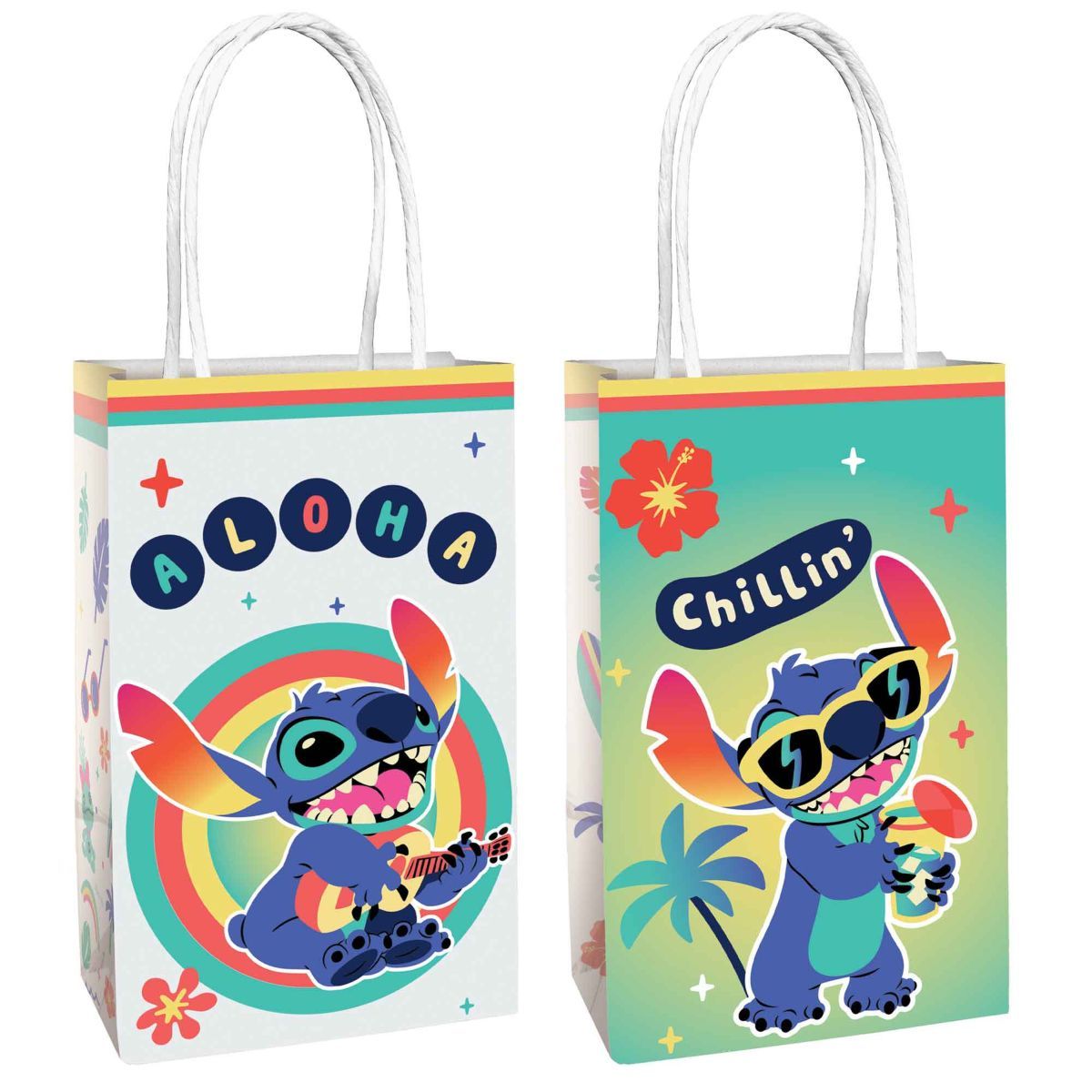 8 Pack Lilo and Stitch Kraft Paper Party Bags - Multicoloured