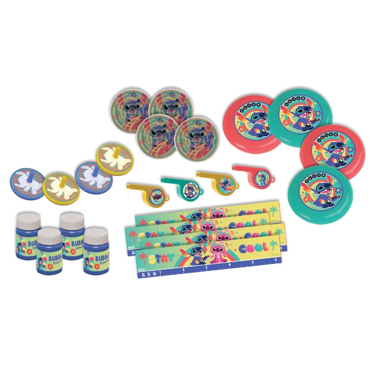 24 Pack Lilo & Stitch Assorted Plastic Favour Pack - Multicoloured