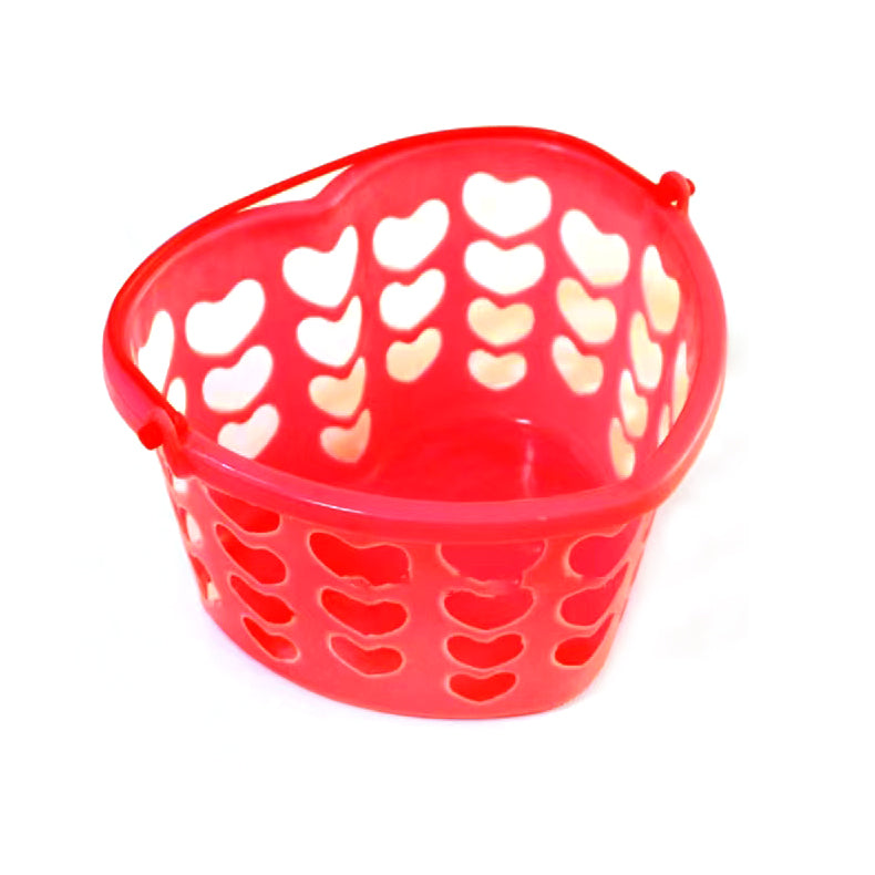 Heart Shape Red Plastic Basket - Red Dot
