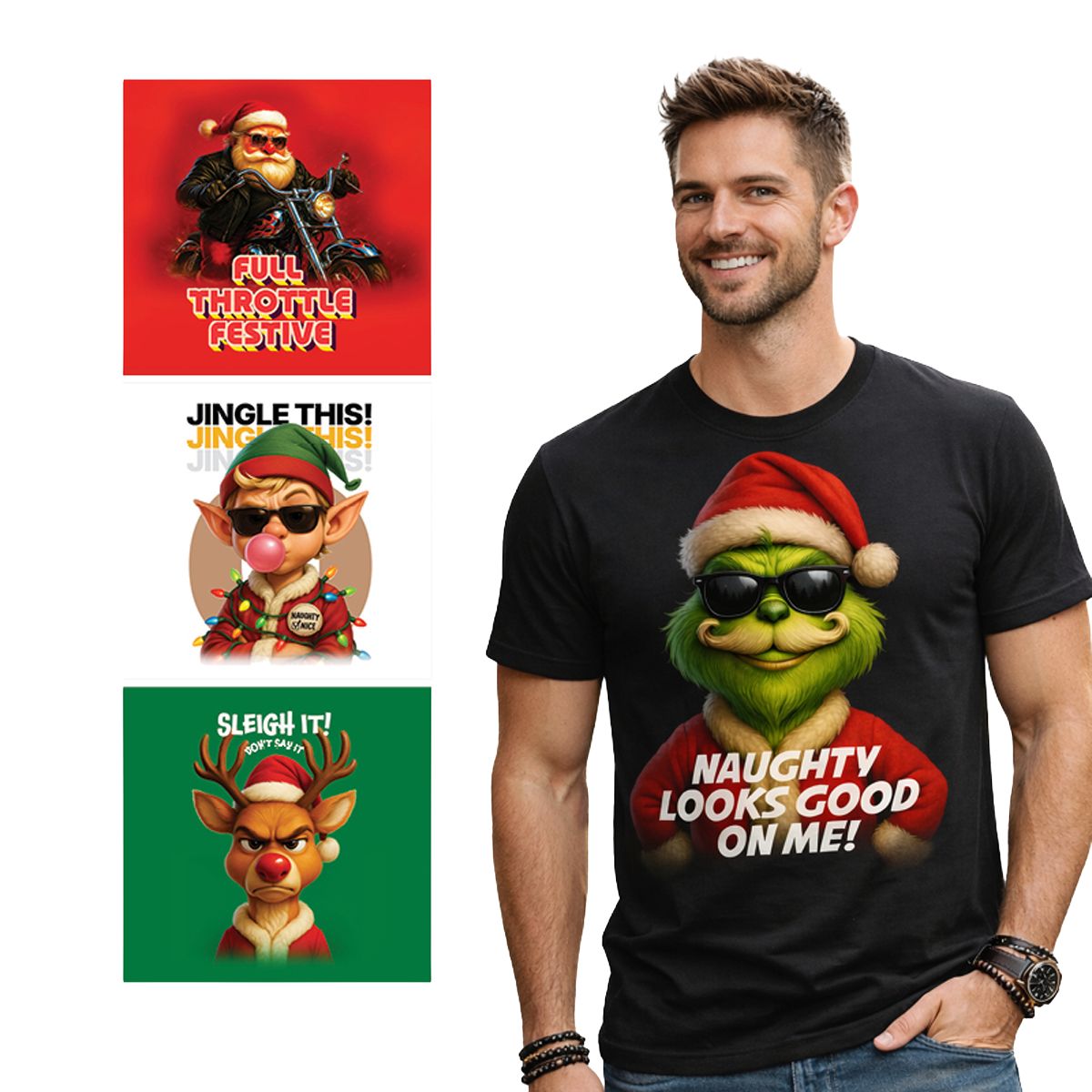 Men's Christmas T-Shirt - 4 Assorted Designs