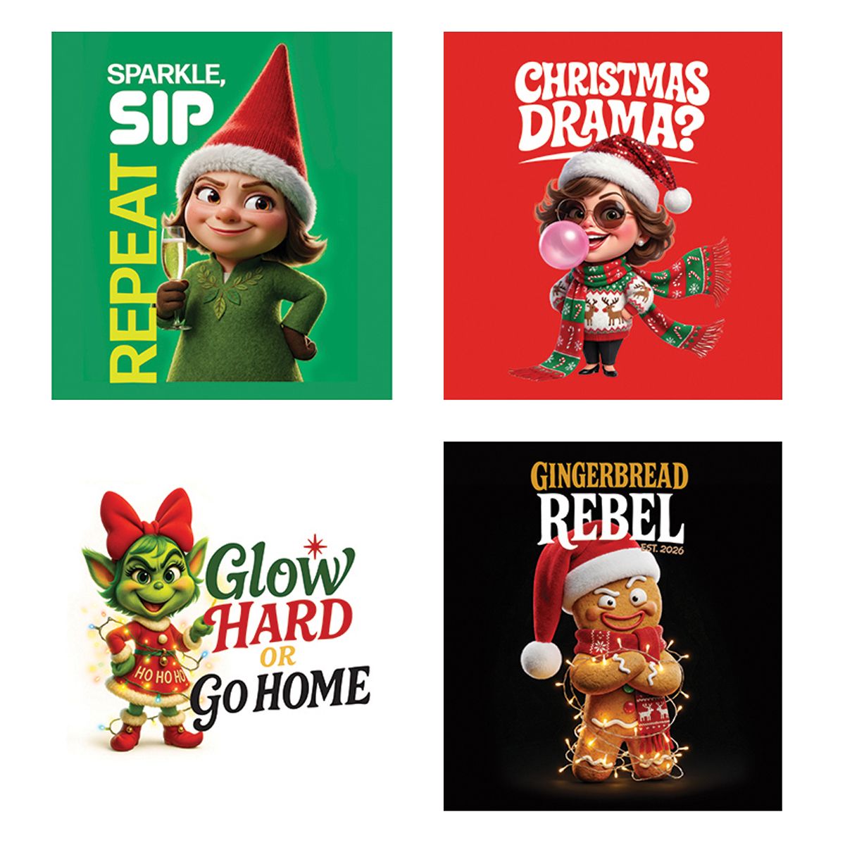 Women's Christmas T-Shirt - 4 Assorted Designs