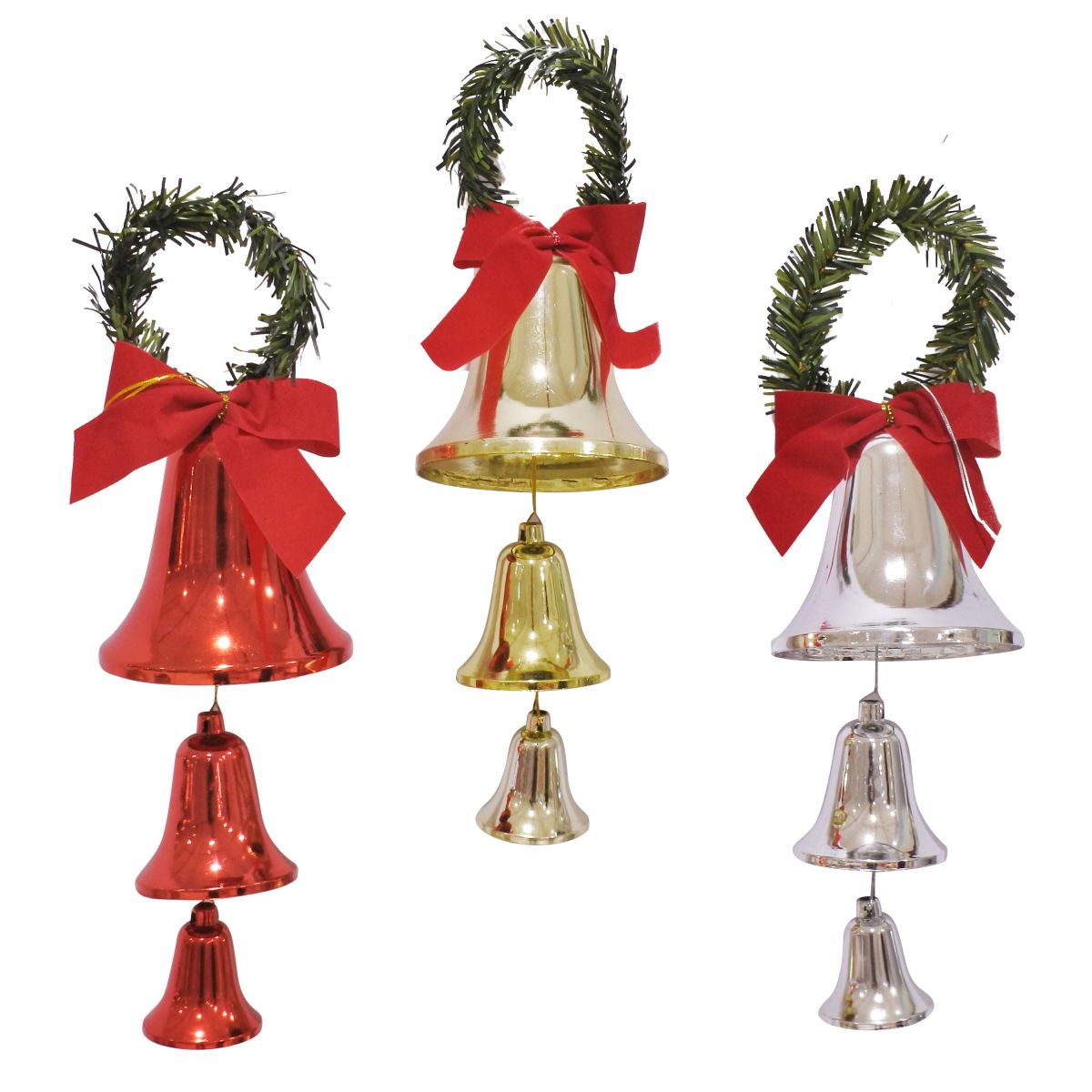 Tinsel Triple Bells Hanger 43cm