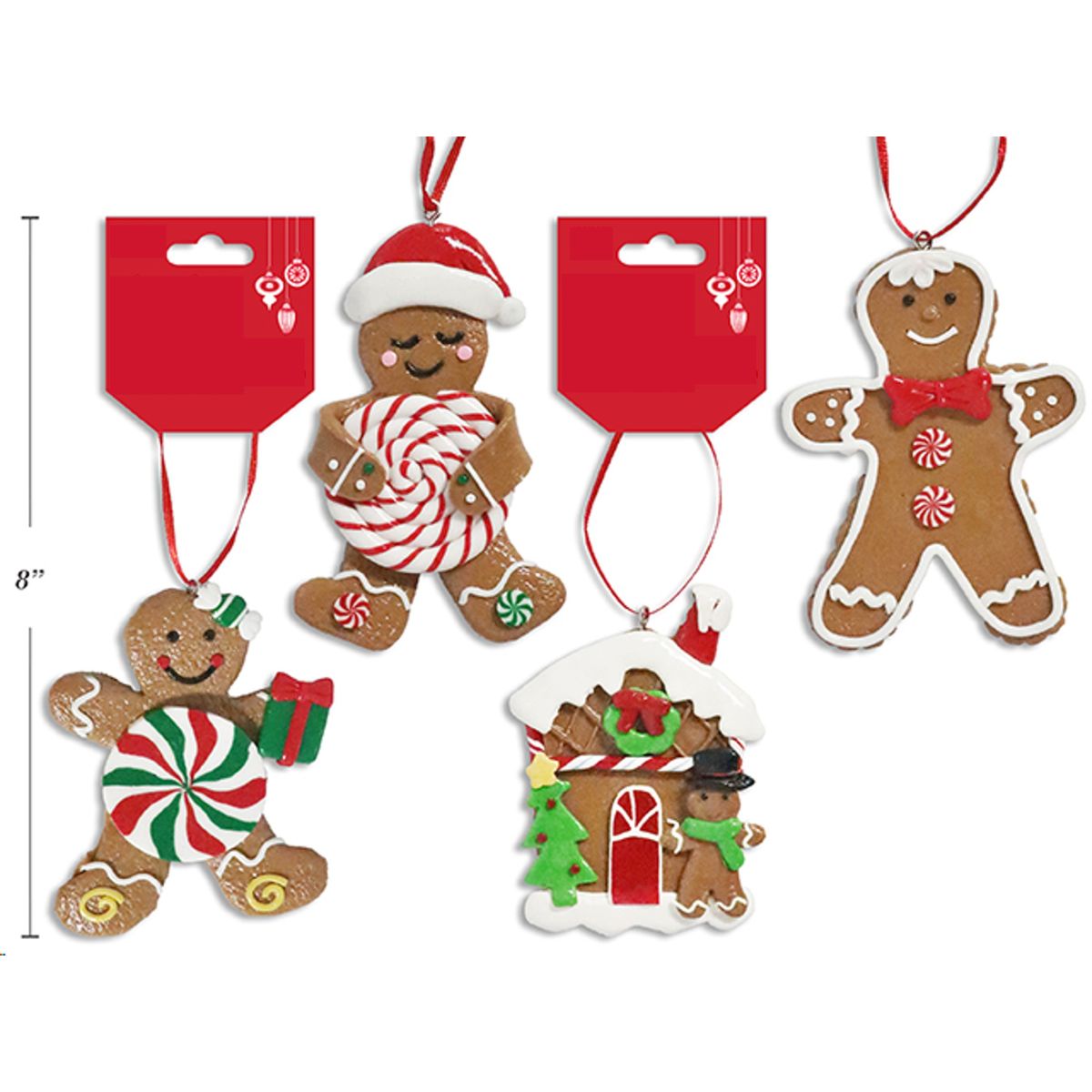 4 Pack Christmas Tree Gingerbread Decorations 10 x 6.4cm