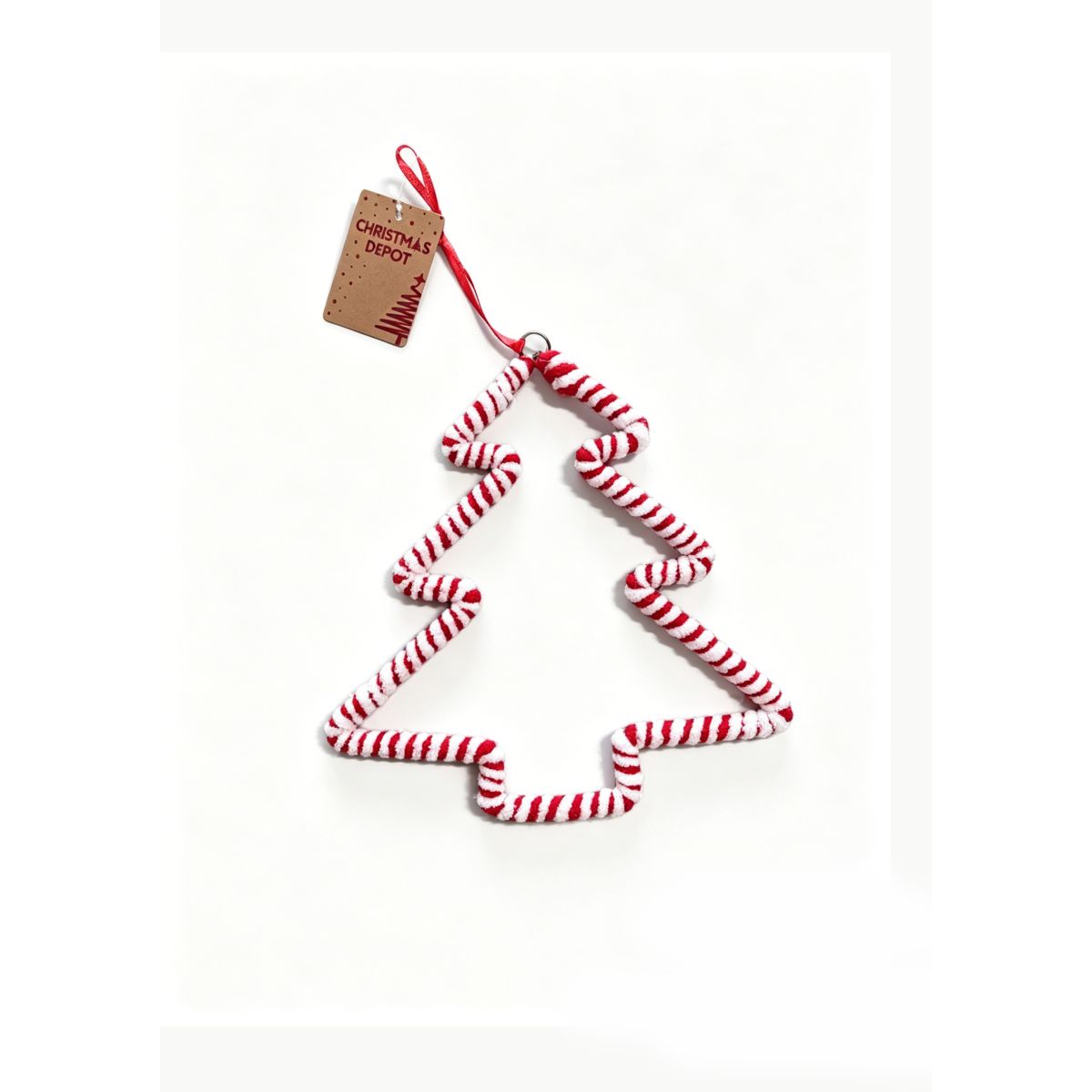 Hanging Christmas Tree Décor 20cm - Red Candy Stripe