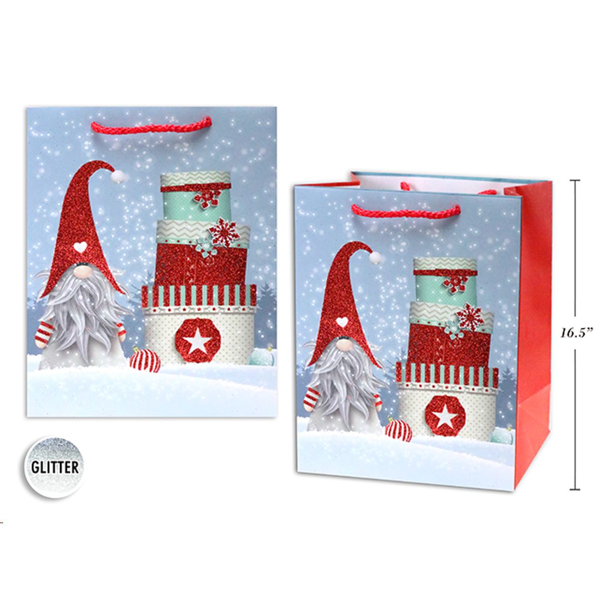 Large Christmas Gnome Gift Bag 31 x 42 x 12cm