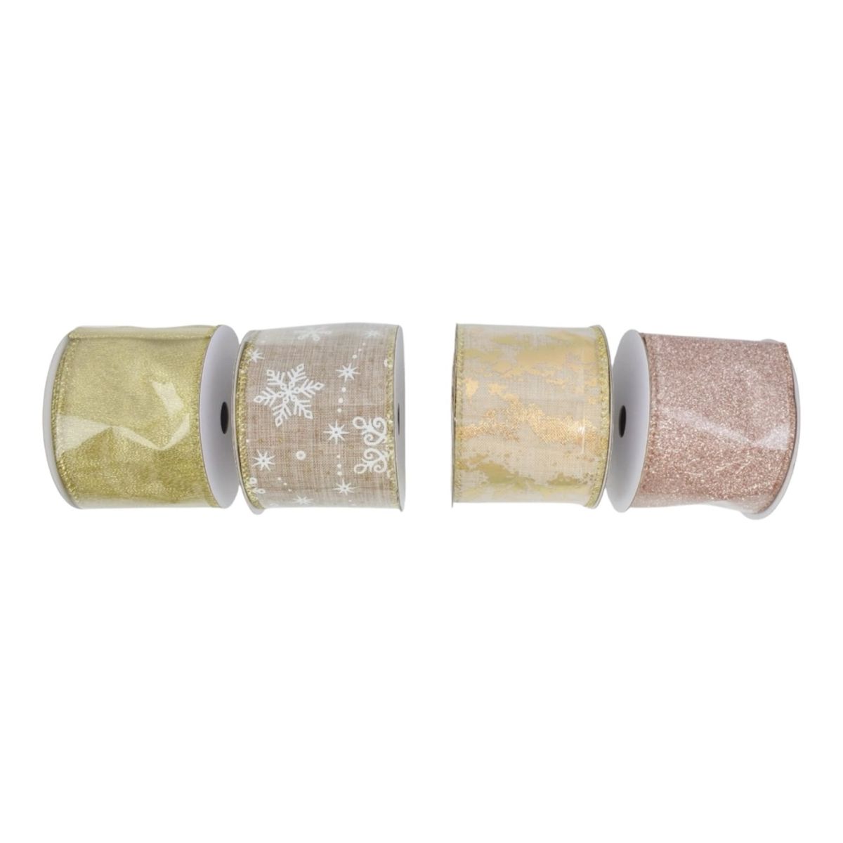 24 Pack Christmas Ribbon Spools 6.3cm x 2.7m - Champagne Gold