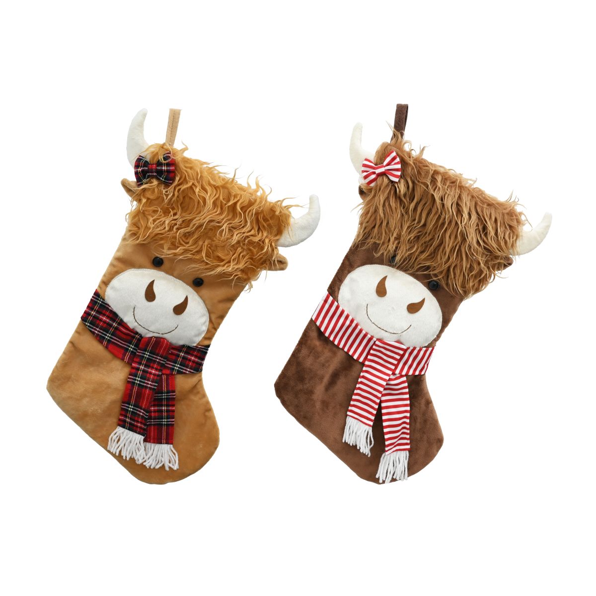 Highland Cow Motif Christmas Stocking 53cm